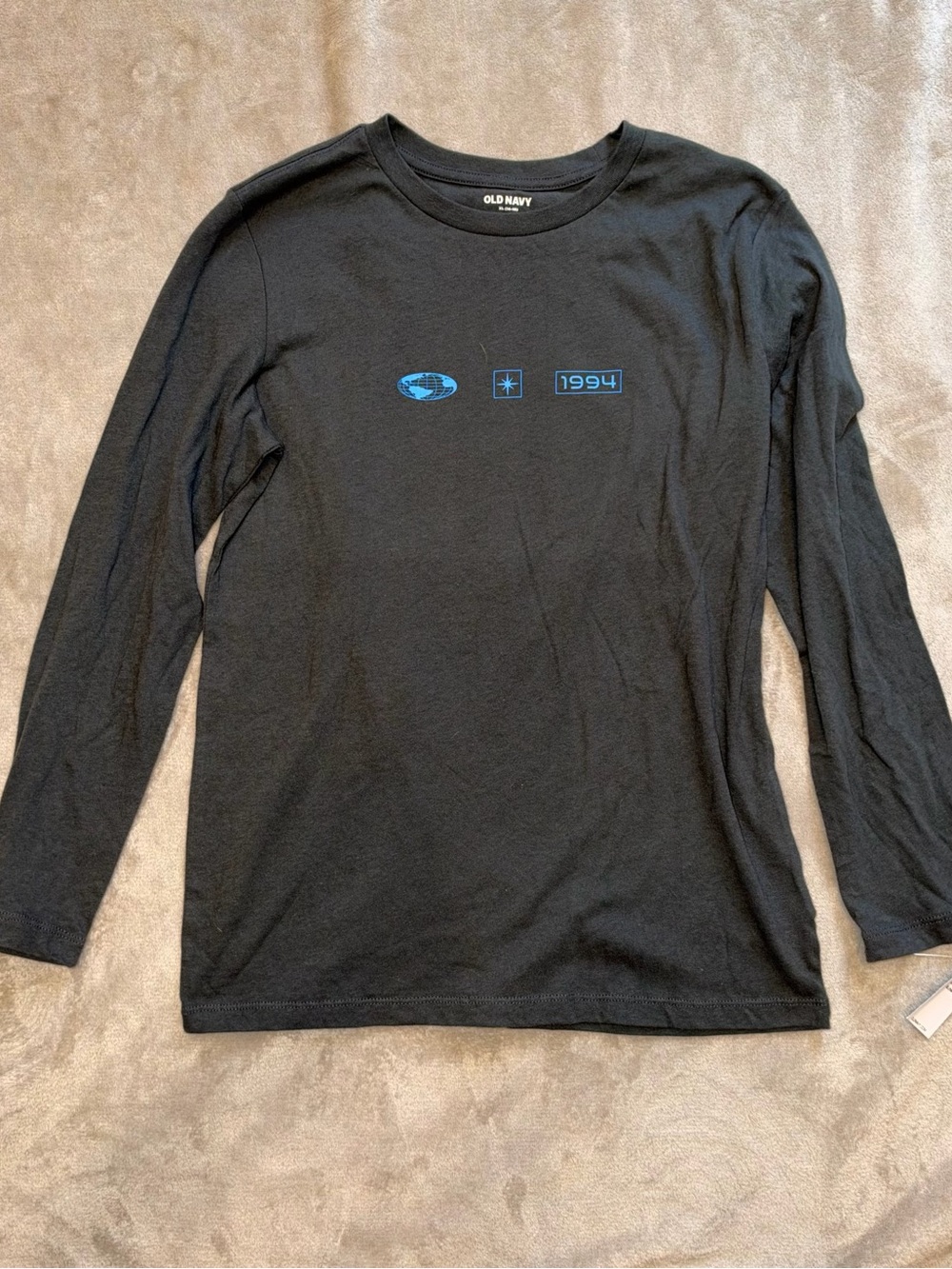 Old Navy Gray Long-Sleeve Tee with Blue Graphic Boys Size XL
